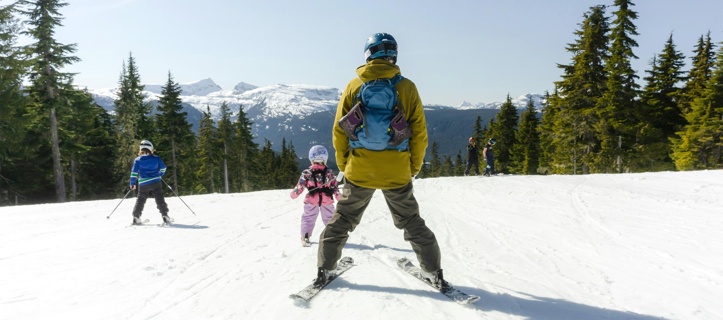family skiing